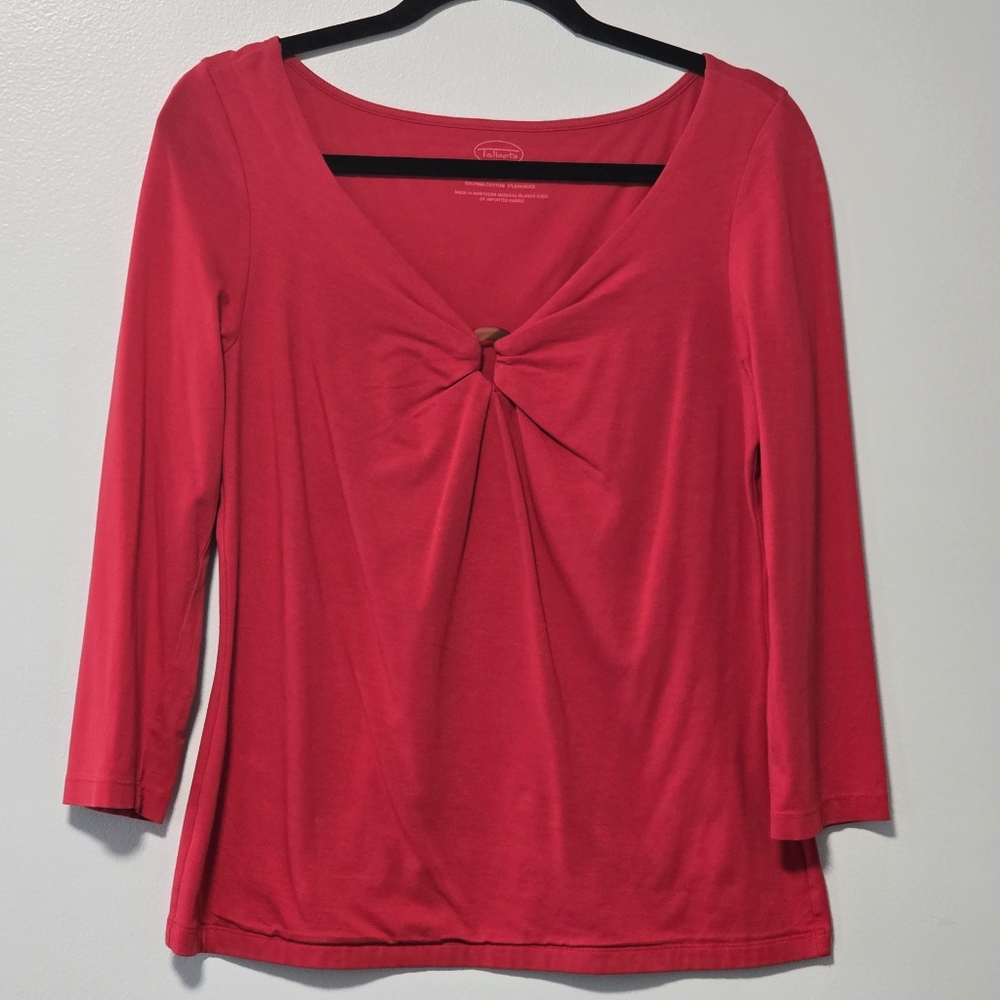 Talbots Red 3/4 Sleeve Blouse, Size S - Picture 6 of 8